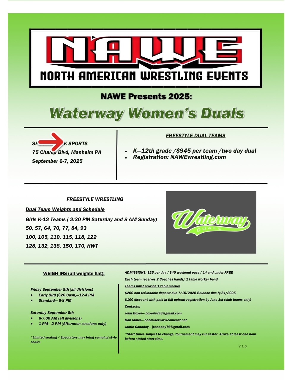 NAWE Presents 2025 Waterway Women's Duals